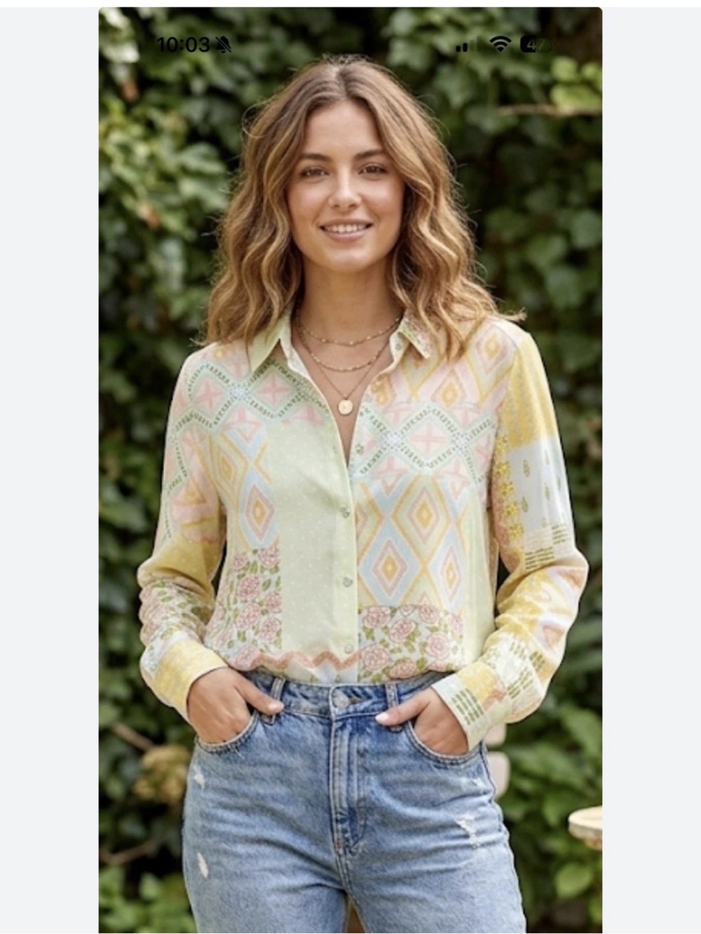 Rose & Olive Pastel Patchwork Button-Down Shirt - Yellow & Mint